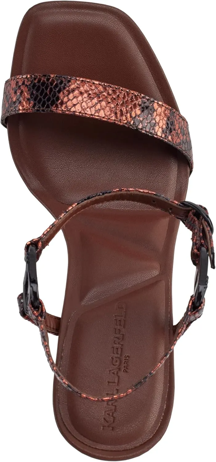 KARL LAGERFELD womens Cybil Evening Ankle Strap Heeled Sandal