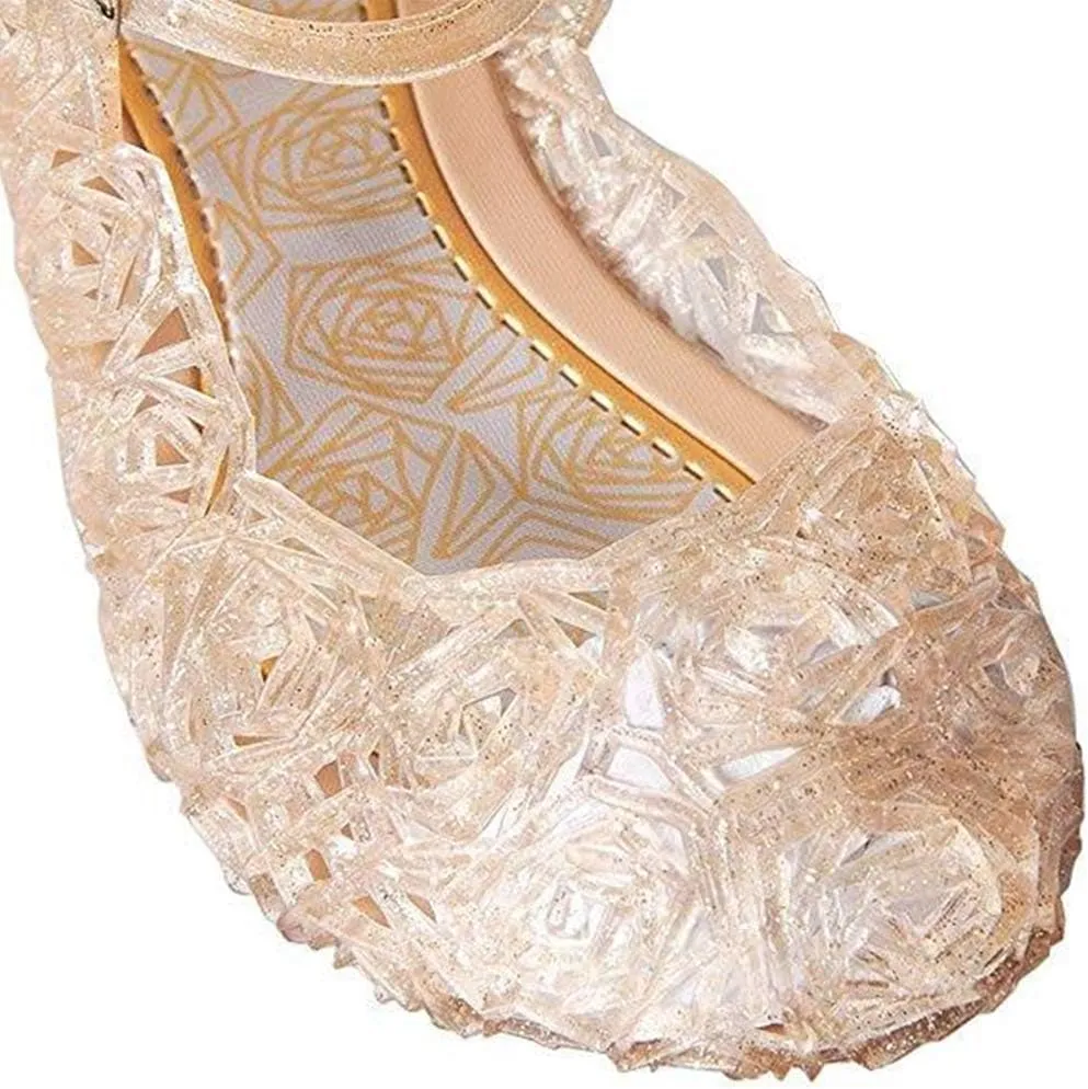 Kawai Peach Girls' Cute Sparkle Sandals Fancy Dress Up Jelly Party Dancing Cosplay Shoes
