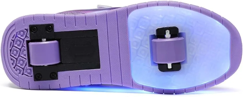 Kids Shoes with Double Wheels - Upgraded Kids Roller Shoes for Gifts, Retractable Wheels Skateboarding Shoes for Kids Sneakers Light Up Rechargeable for Birthday Party Gift