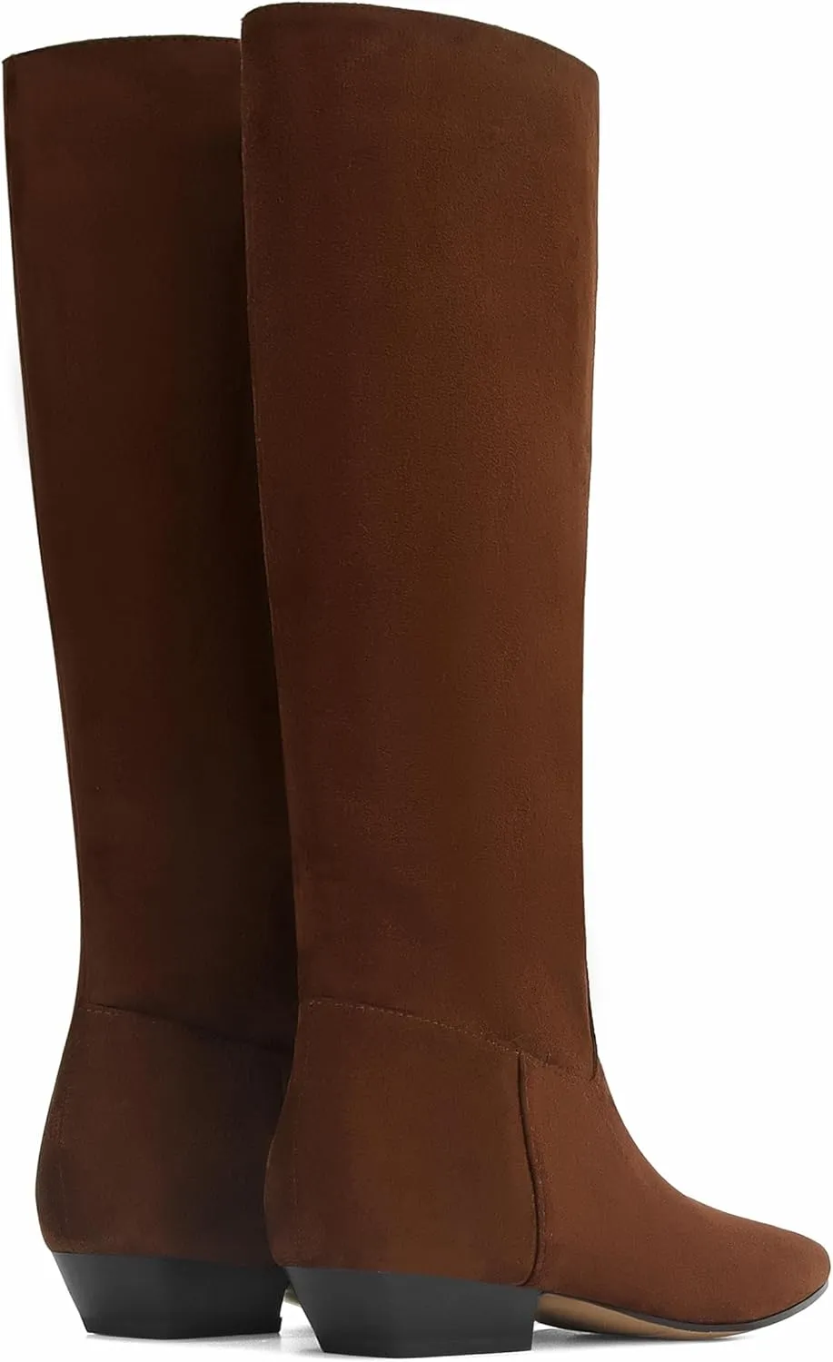 Knee High Boots for Women Square Toe Tall Boots Chunky Low Stacked Heels Long Boots Suede Pull on Wide Calf Comfy Dressy Fashion Casual