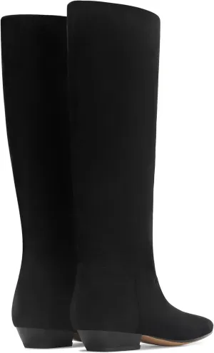 Knee High Boots for Women Square Toe Tall Boots Chunky Low Stacked Heels Long Boots Suede Pull on Wide Calf Comfy Dressy Fashion Casual