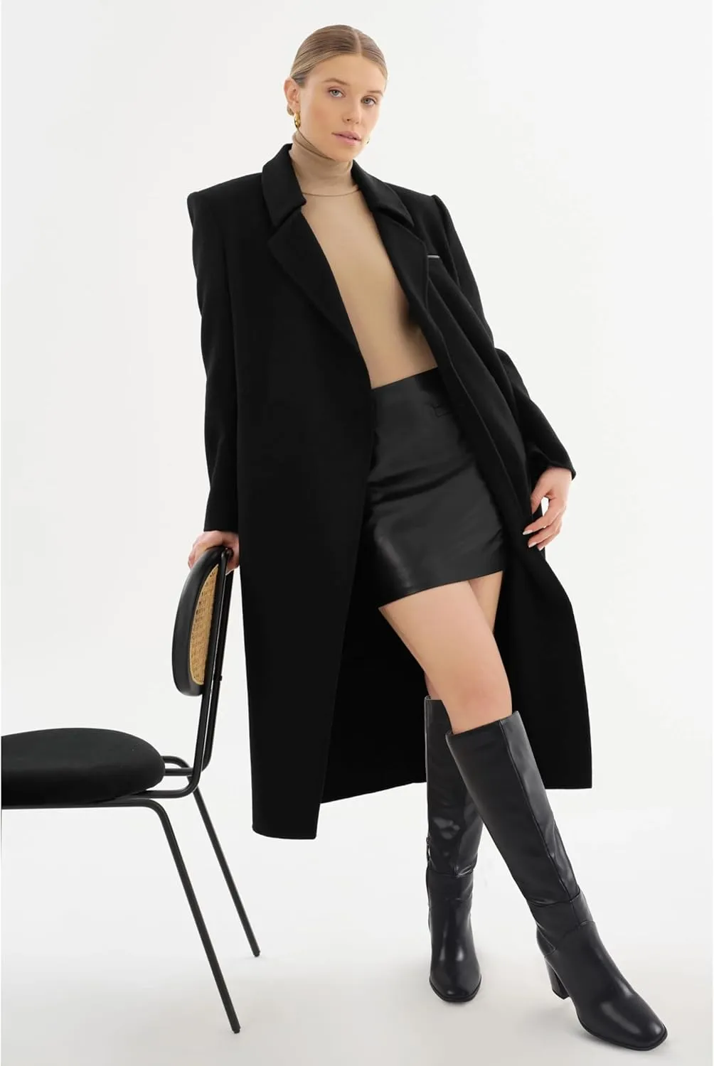 Knee High Boots Women Fall Winter Faux Suede Square Toe Chunky Block Heel Wide Calf Boots Fashion Side Zipper Long Boot