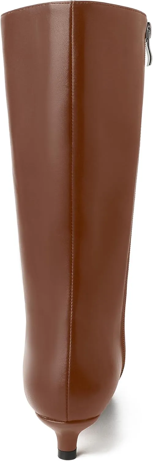 Knee High Boots Women, Pointed Toe Tall Boots Stiletto Kitten Heel Long Boots Slip On Dress Knee High Boots