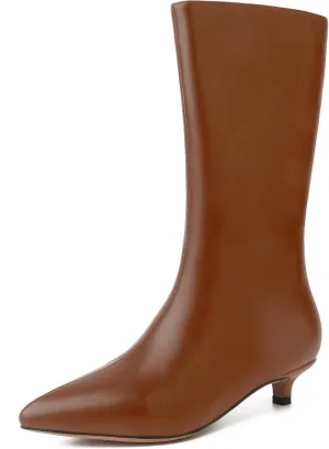 Knee High Boots Women, Pointed Toe Tall Boots Stiletto Kitten Heel Long Boots Slip On Dress Knee High Boots