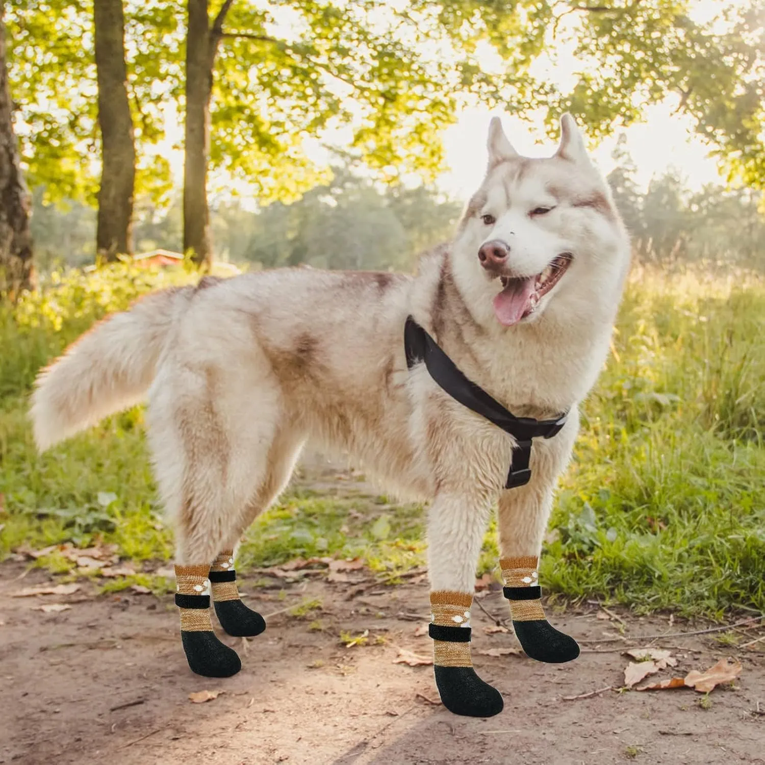 KOOLTAIL Anti Slip Dog Socks for Hot/Clod Pavement to Prevent Licking Paws，Dog Booties for Hardwood Floors, Traction Rain Dog Boots&Paw Protectors Shoes with Grip for Small Medium Large Senior Dogs XL