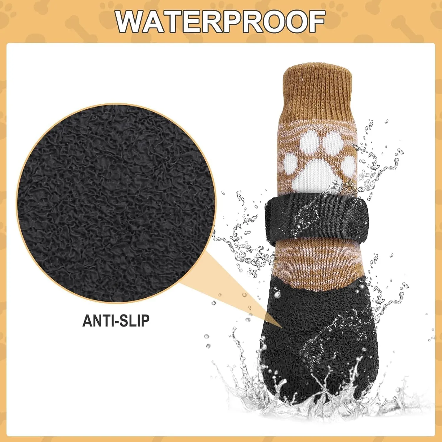 KOOLTAIL Anti Slip Dog Socks for Hot/Clod Pavement to Prevent Licking Paws，Dog Booties for Hardwood Floors, Traction Rain Dog Boots&Paw Protectors Shoes with Grip for Small Medium Large Senior Dogs XL