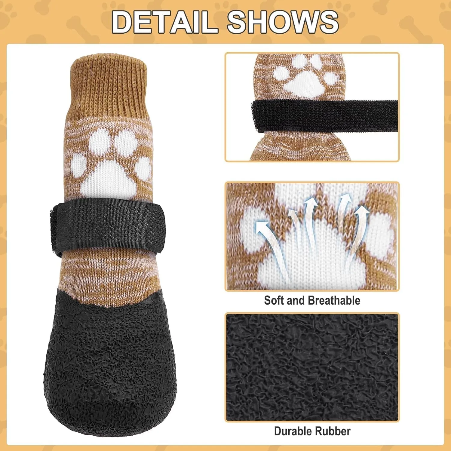 KOOLTAIL Anti Slip Dog Socks for Hot/Clod Pavement to Prevent Licking Paws，Dog Booties for Hardwood Floors, Traction Rain Dog Boots&Paw Protectors Shoes with Grip for Small Medium Large Senior Dogs XL