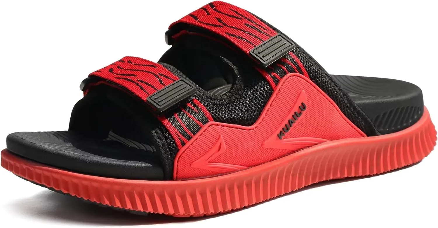 KuaiLu Mens Orthotic Sandals Athletic Thick Cushion Recovery Sport Slides Adjustable Strap Open Toe Walking Sandles With Comfortable Plantar Fasciitis Arch Support