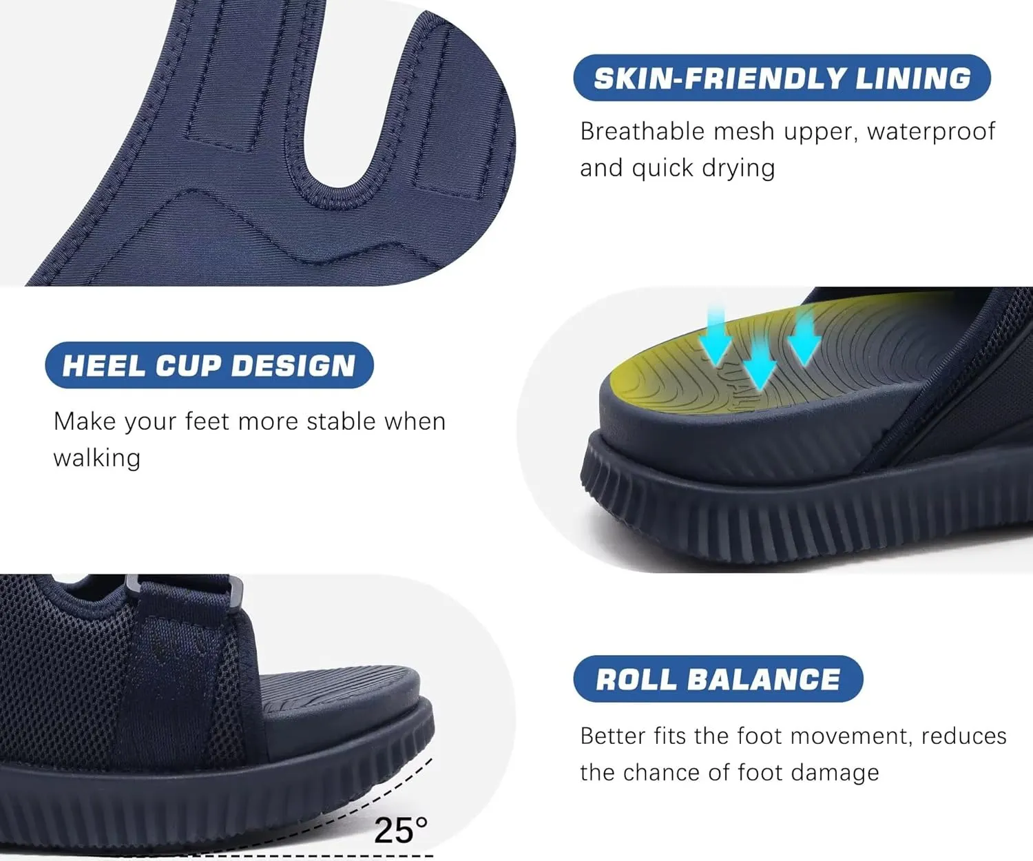 KuaiLu Mens Orthotic Sandals Athletic Thick Cushion Recovery Sport Slides Adjustable Strap Open Toe Walking Sandles With Comfortable Plantar Fasciitis Arch Support