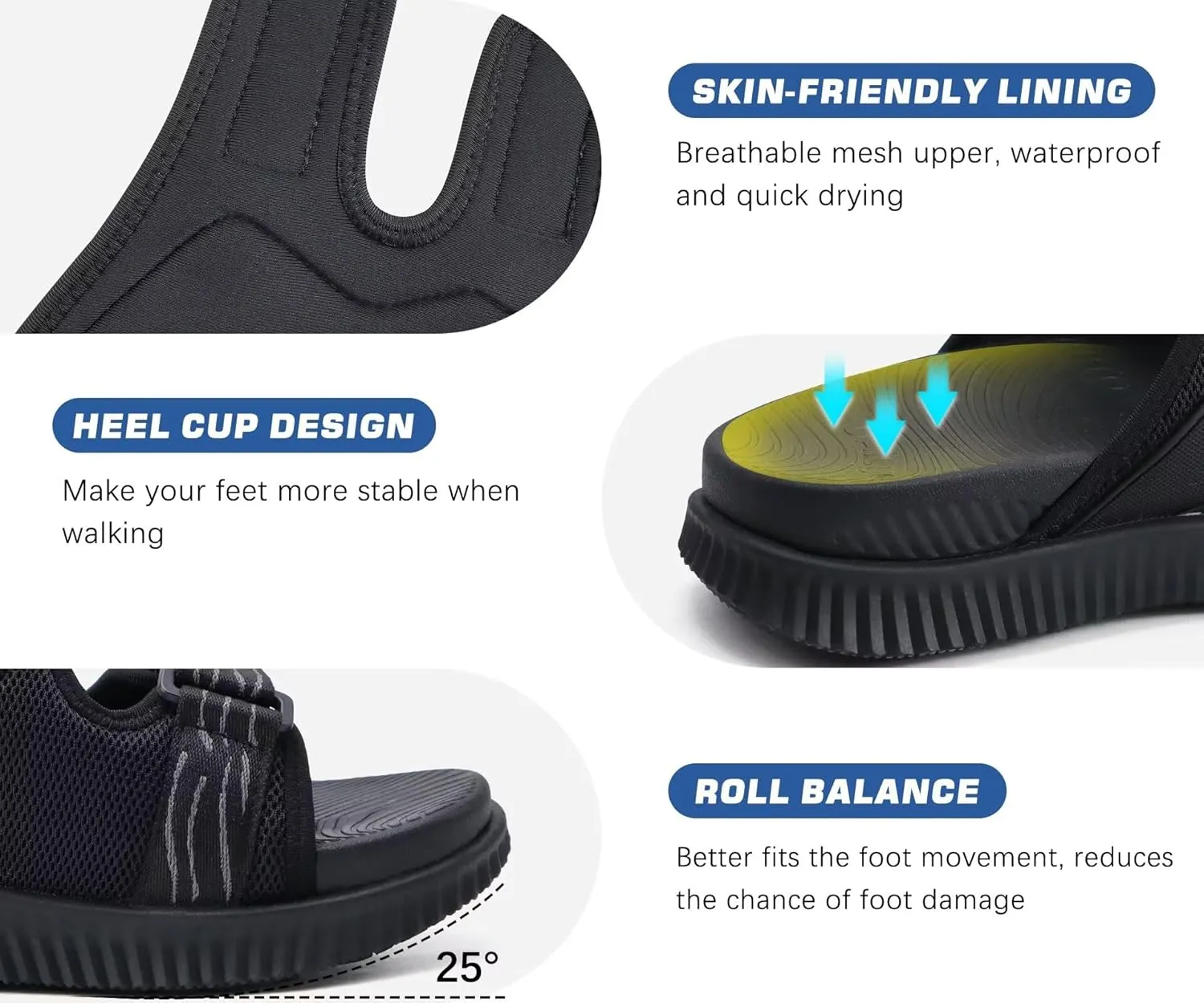 KuaiLu Mens Orthotic Sandals Athletic Thick Cushion Recovery Sport Slides Adjustable Strap Open Toe Walking Sandles With Comfortable Plantar Fasciitis Arch Support