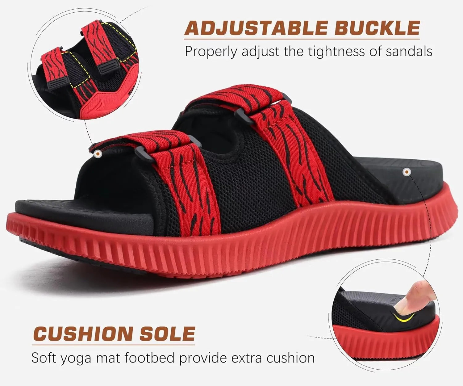 KuaiLu Mens Orthotic Sandals Athletic Thick Cushion Recovery Sport Slides Adjustable Strap Open Toe Walking Sandles With Comfortable Plantar Fasciitis Arch Support
