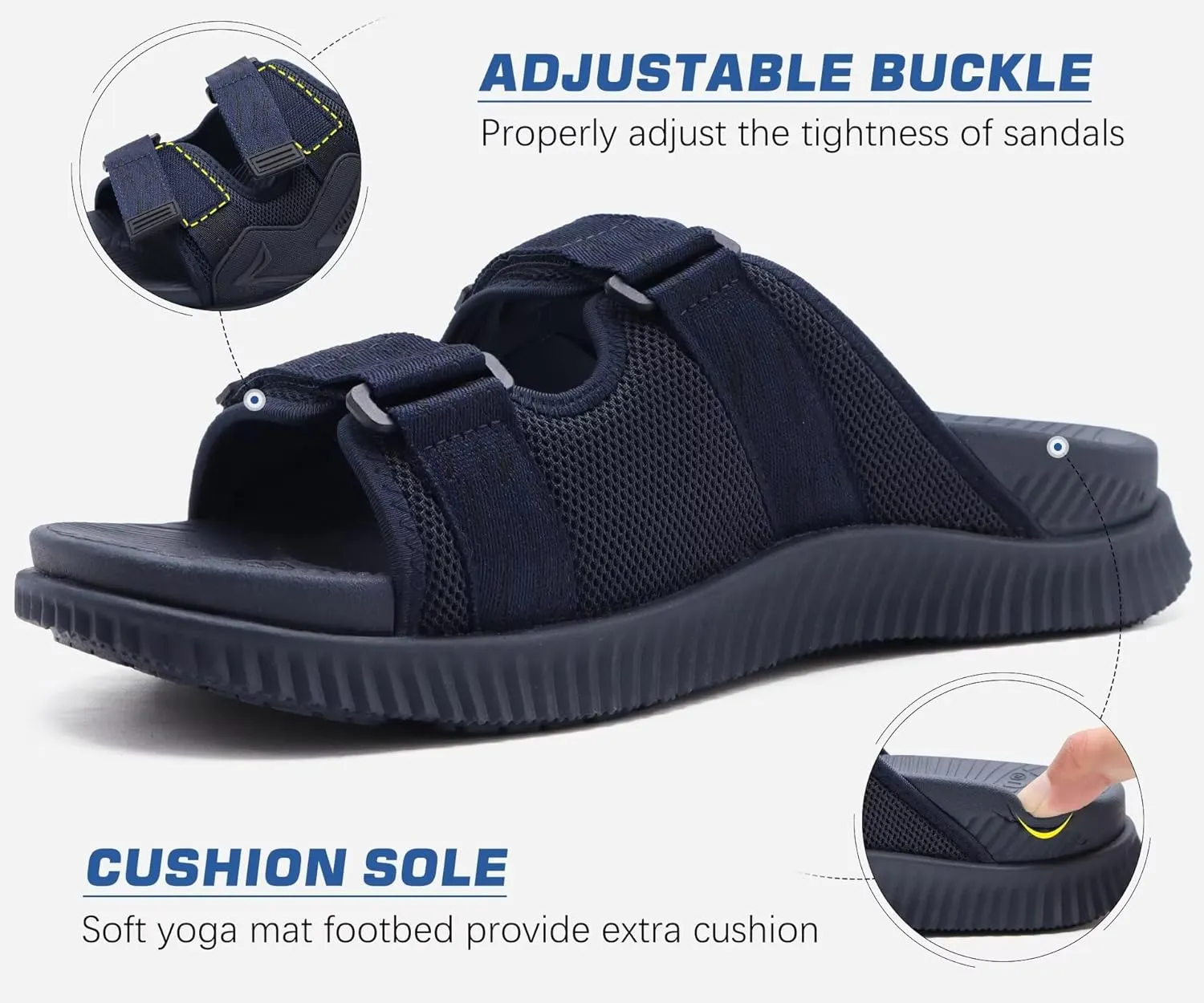 KuaiLu Mens Orthotic Sandals Athletic Thick Cushion Recovery Sport Slides Adjustable Strap Open Toe Walking Sandles With Comfortable Plantar Fasciitis Arch Support
