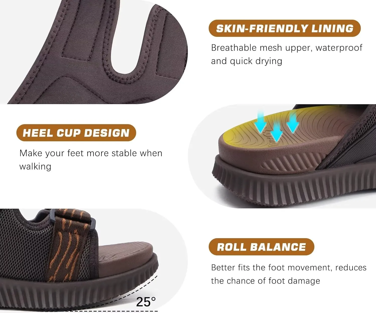 KuaiLu Mens Orthotic Sandals Athletic Thick Cushion Recovery Sport Slides Adjustable Strap Open Toe Walking Sandles With Comfortable Plantar Fasciitis Arch Support