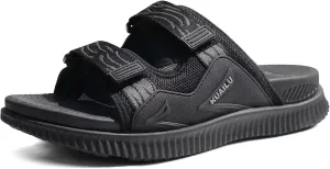 KuaiLu Mens Orthotic Sandals Athletic Thick Cushion Recovery Sport Slides Adjustable Strap Open Toe Walking Sandles With Comfortable Plantar Fasciitis Arch Support