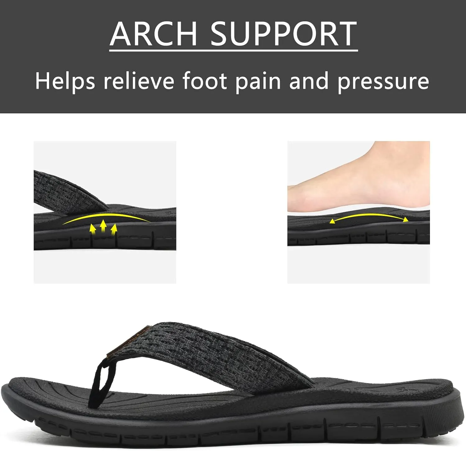 KuaiLu Womens Casual Flip Flops Yoga Mat Comfortable Cushion Arch Support Walking Thong Sandals Lightweight Non-Slip Summer Beach Slippers