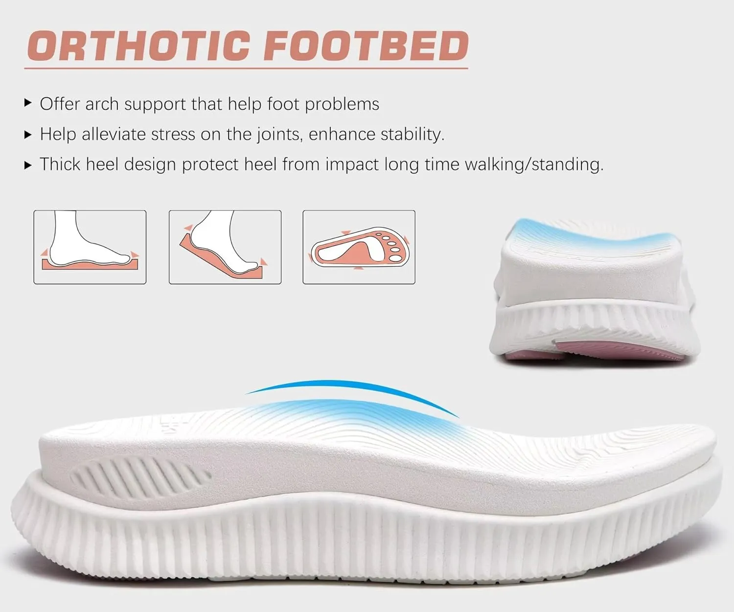 KuaiLu Womens Fashion Orthotic Flip Flops Ladies Athletic Thick Cushion Recovery Thong Sandals Slip On Memory Foam Walking Sandles With Comfortable Plantar Fasciitis Arch Support