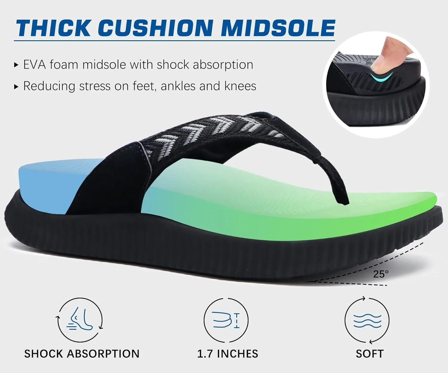 KuaiLu Womens Fashion Orthotic Flip Flops Ladies Athletic Thick Cushion Recovery Thong Sandals Slip On Memory Foam Walking Sandles With Comfortable Plantar Fasciitis Arch Support