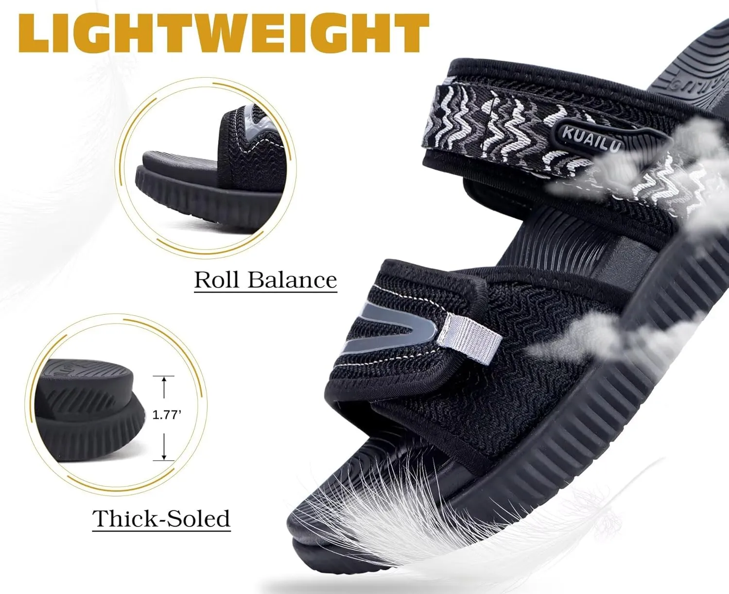 KuaiLu Womens Fashion Orthotic Slides Ladies Athletic Thick Cushion Recovery Sandals Adjustable Strap Slip On Walking Sandles With Comfortable Plantar Fasciitis Arch Support