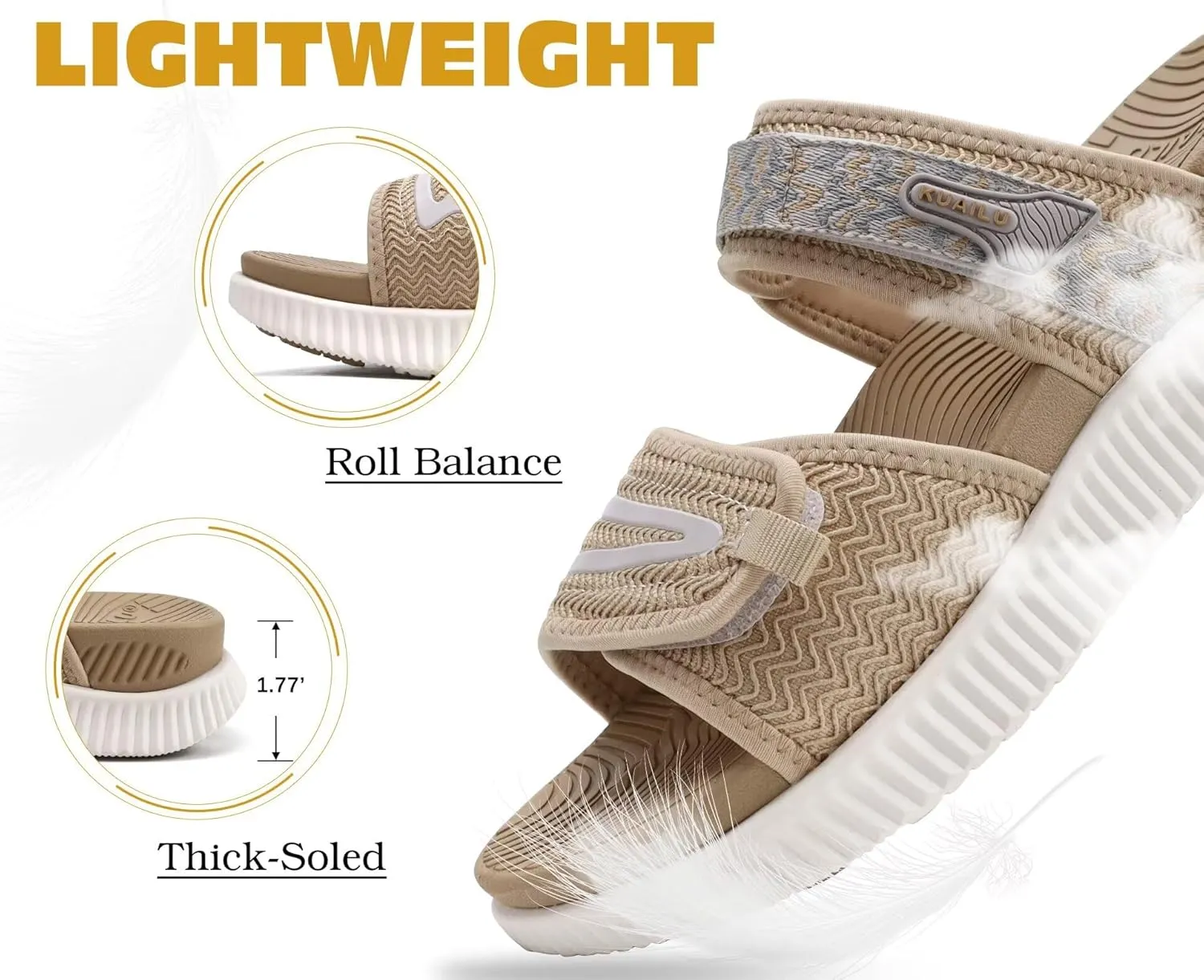 KuaiLu Womens Fashion Orthotic Slides Ladies Athletic Thick Cushion Recovery Sandals Adjustable Strap Slip On Walking Sandles With Comfortable Plantar Fasciitis Arch Support