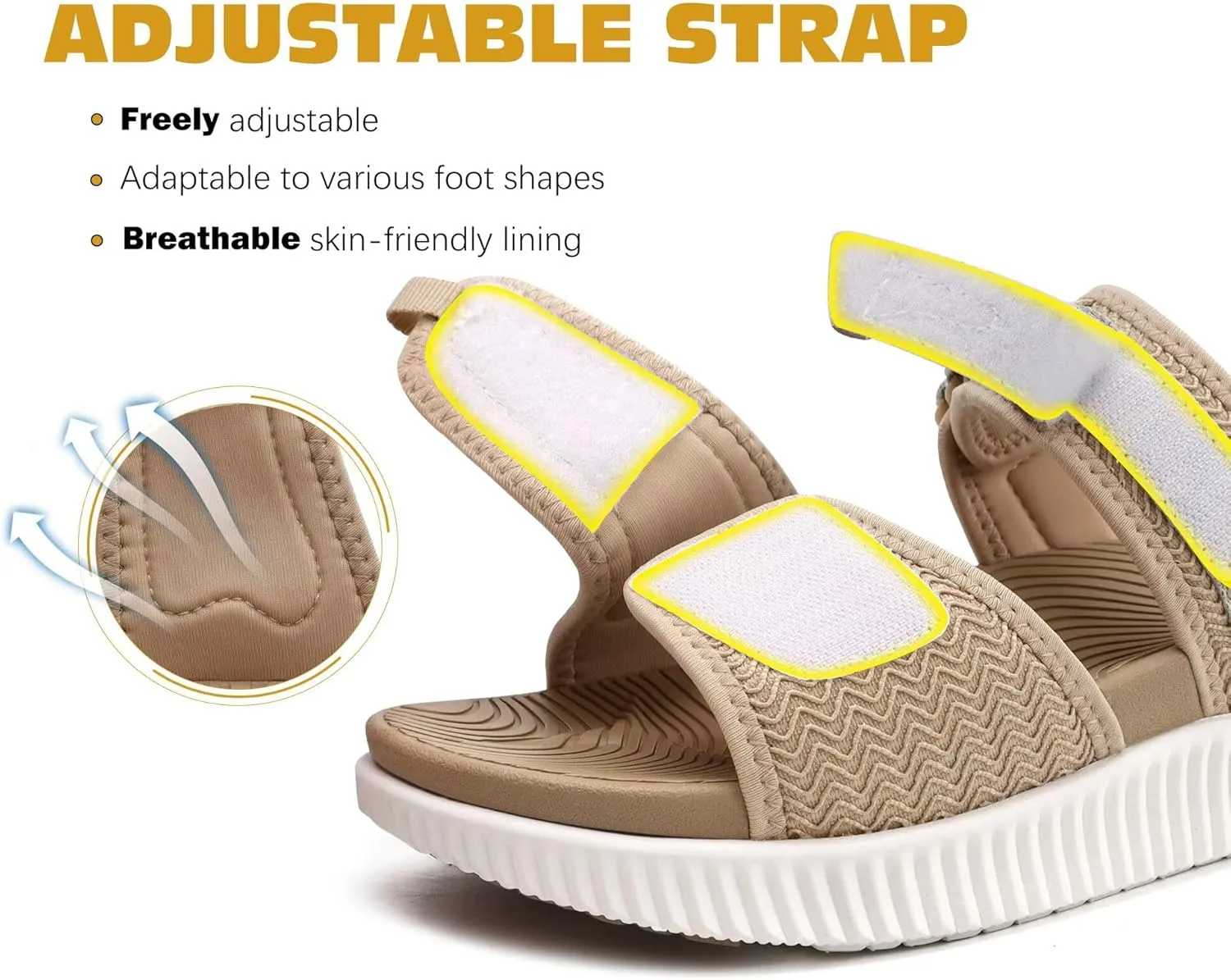 KuaiLu Womens Fashion Orthotic Slides Ladies Athletic Thick Cushion Recovery Sandals Adjustable Strap Slip On Walking Sandles With Comfortable Plantar Fasciitis Arch Support