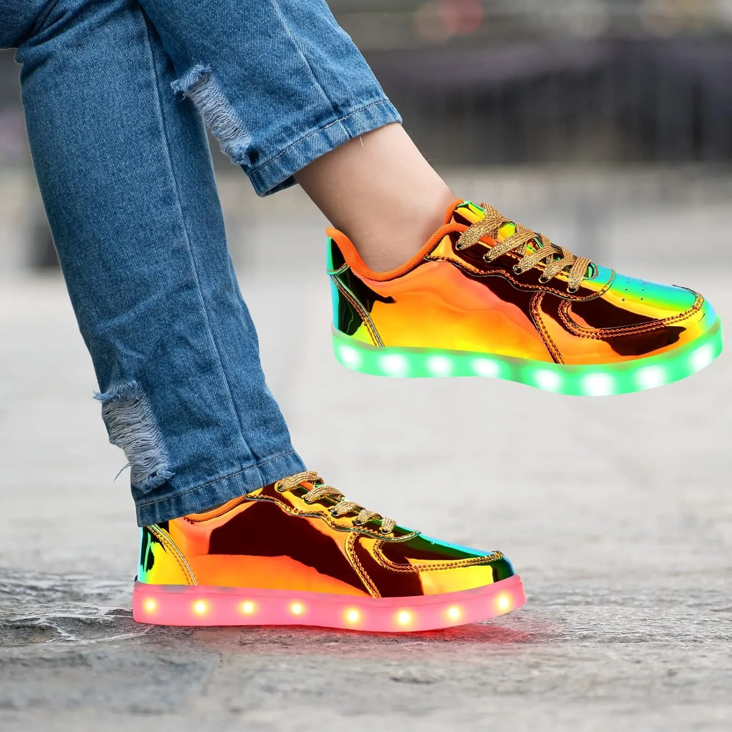 KUNWFNIX Light Up High Top Adult LED Sneakers - Multicolor, Men's & Women's - Glow in The Dark - USB Rechargeable - Dancing Parties