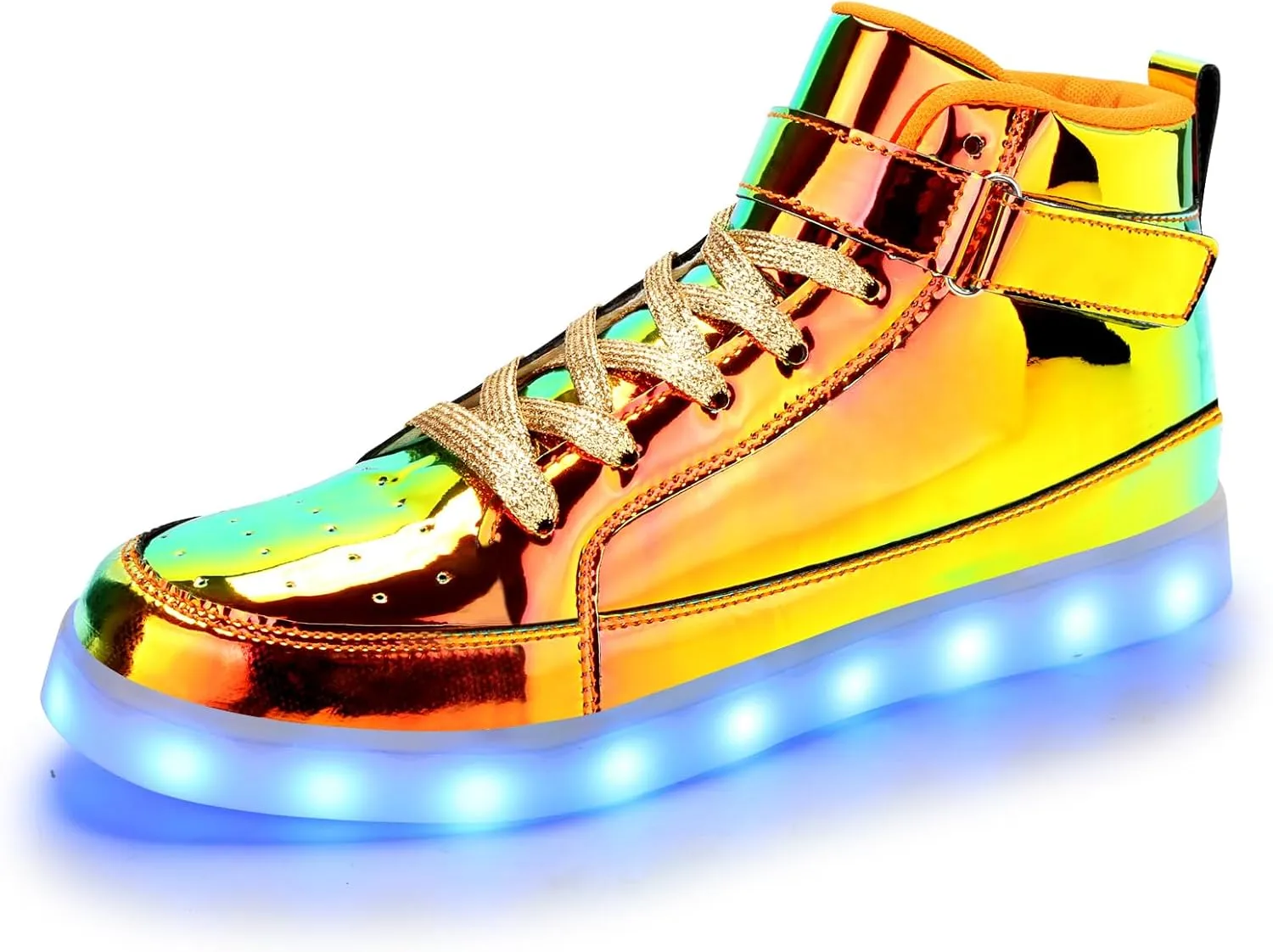 KUNWFNIX Light Up High Top Adult LED Sneakers - Multicolor, Men's & Women's - Glow in The Dark - USB Rechargeable - Dancing Parties