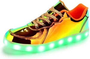 KUNWFNIX Light Up High Top Adult LED Sneakers - Multicolor, Men's & Women's - Glow in The Dark - USB Rechargeable - Dancing Parties