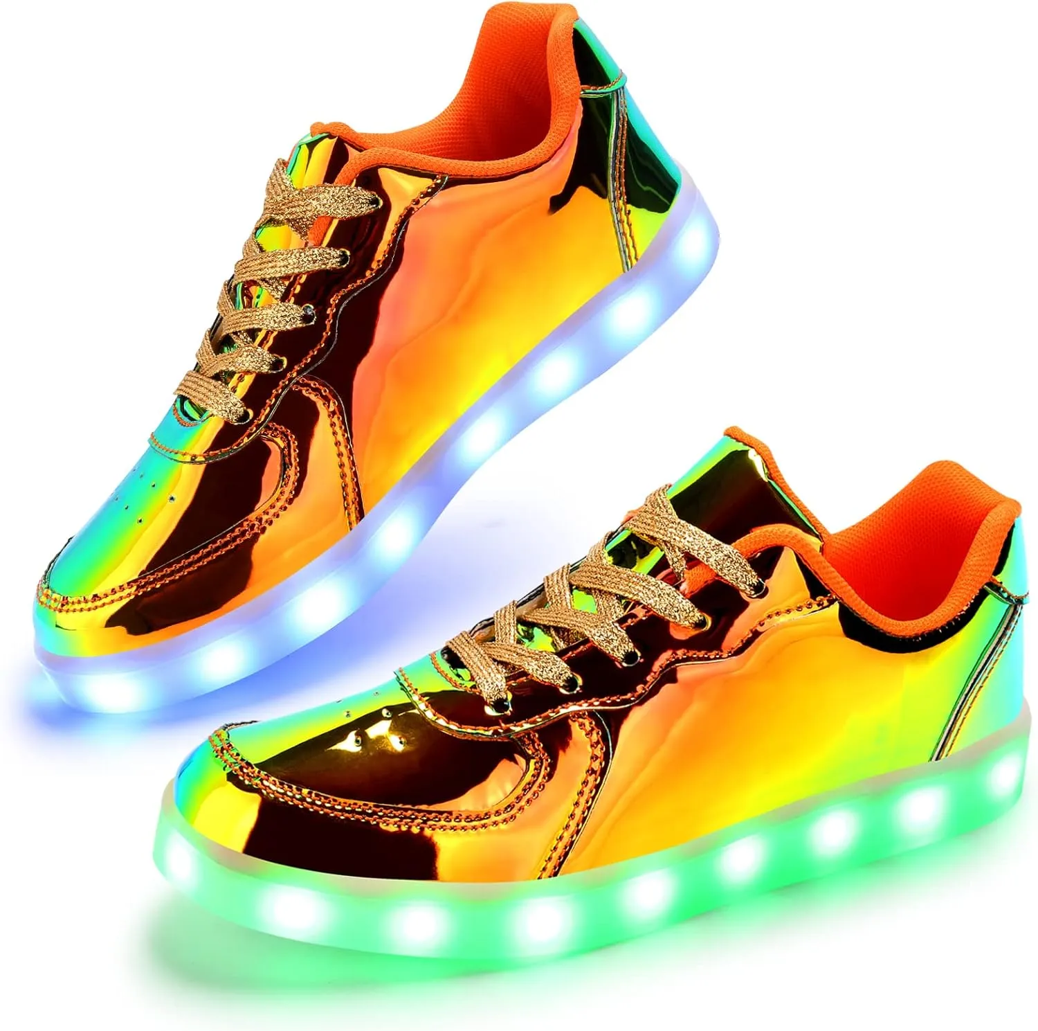 KUNWFNIX Light Up High Top Adult LED Sneakers - Multicolor, Men's & Women's - Glow in The Dark - USB Rechargeable - Dancing Parties