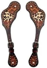 Leather Western Horse Spur Straps Handmade Genuine Tooled for Horse Riders Set of 2 Single Boots Equipment for Men-Women Craft Hardware Buckle TACK Basket Sport Equestrian Horse Spurs for Riding,SPR17