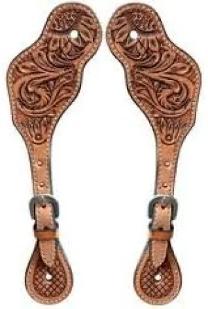Leather Western Horse Spur Straps Handmade Genuine Tooled for Horse Riders Set of 2 Single Boots Equipment for Men-Women Craft Hardware Buckle TACK Basket Sport Equestrian Horse Spurs for Riding,SPR35