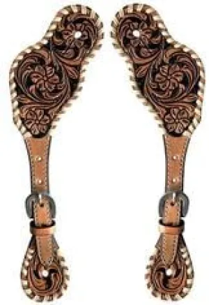 Leather Western Horse Spur Straps Handmade Genuine Tooled for Horse Riders Set of 2 Single Boots Equipment for Men-Women Craft Hardware Buckle TACK Basket Sport Equestrian Horse Spurs for Riding,SPR43