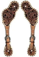 Leather Western Horse Spur Straps Handmade Genuine Tooled for Horse Riders Set of 2 Single Boots Equipment for Men-Women Craft Hardware Buckle TACK Basket Sport Equestrian Horse Spurs for Riding,SPR43
