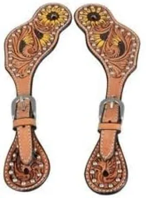 Leather Western Horse Spur Straps Handmade Genuine Tooled for Horse Riders Set of 2 Single Boots Equipment for Men-Women Craft Hardware Buckle TACK Basket Sport Equestrian Horse Spurs for Riding,SPR94