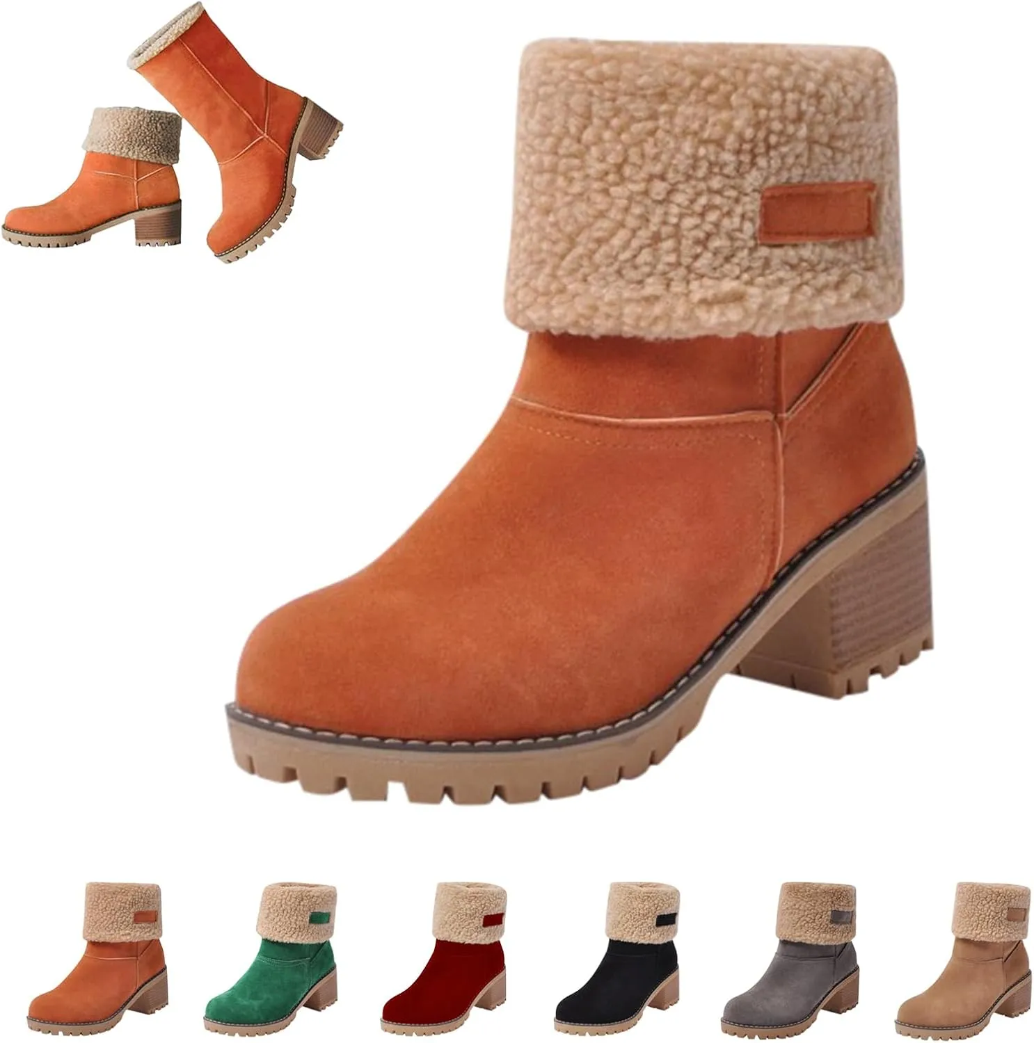 LELEBEAR Libiyi Boots, Libiyi Seniors' Chunky Heel Winter Boots, Libiyi Women's Chunky Heel Round Toe Snow Boots for Seniors