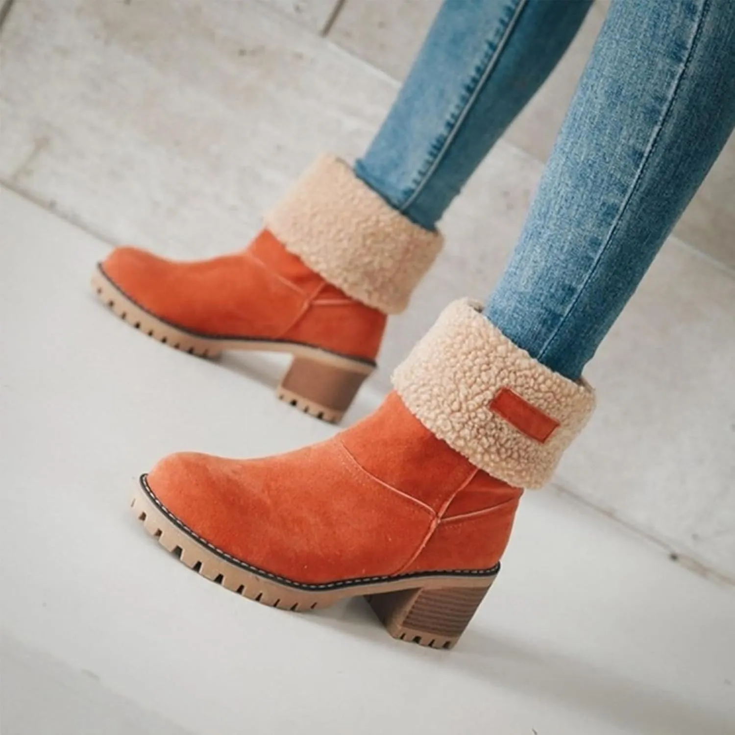 LELEBEAR Libiyi Boots, Libiyi Seniors' Chunky Heel Winter Boots, Libiyi Women's Chunky Heel Round Toe Snow Boots for Seniors
