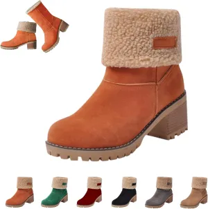 LELEBEAR Libiyi Boots, Libiyi Seniors' Chunky Heel Winter Boots, Libiyi Women's Chunky Heel Round Toe Snow Boots for Seniors