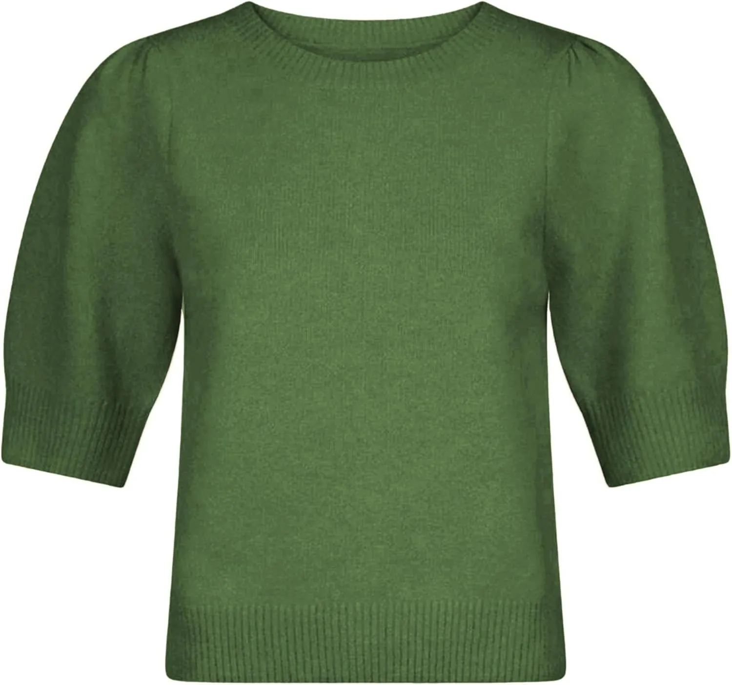 Lentta Women's Bow Knit Sweater Trendy Backless Tie Puff Short Sleeve Crewneck Knitted Pullover Tops