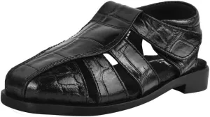 LIBERTYZENO Boys Crocodile Print Genuine Leather Kids Closed Toe Fisherman Sandal Shoes for Prom Graduation