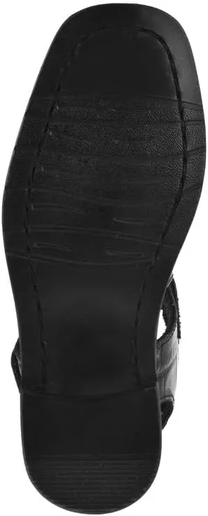 LIBERTYZENO Boys Crocodile Print Genuine Leather Kids Closed Toe Fisherman Sandal Shoes for Prom Graduation