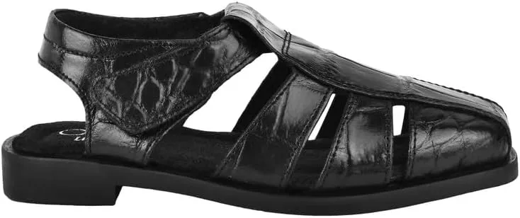 LIBERTYZENO Boys Crocodile Print Genuine Leather Kids Closed Toe Fisherman Sandal Shoes for Prom Graduation