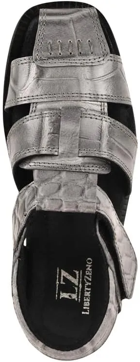 LIBERTYZENO Boys Crocodile Print Genuine Leather Kids Closed Toe Fisherman Sandal Shoes for Prom Graduation