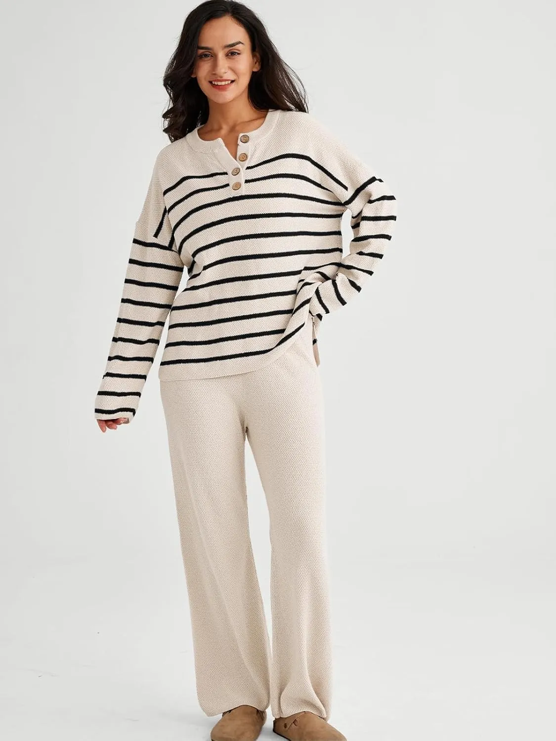LILLUSORY Women's 2 Piece Lounge Sets Oversized Slouchy Matching Cozy Knit Sets