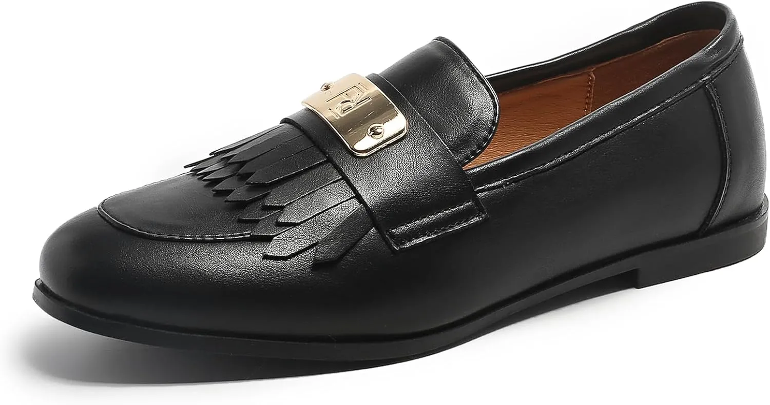 Loafers for Women Slip On Moccasins Shoes Tassel Flats No Heel with Chain