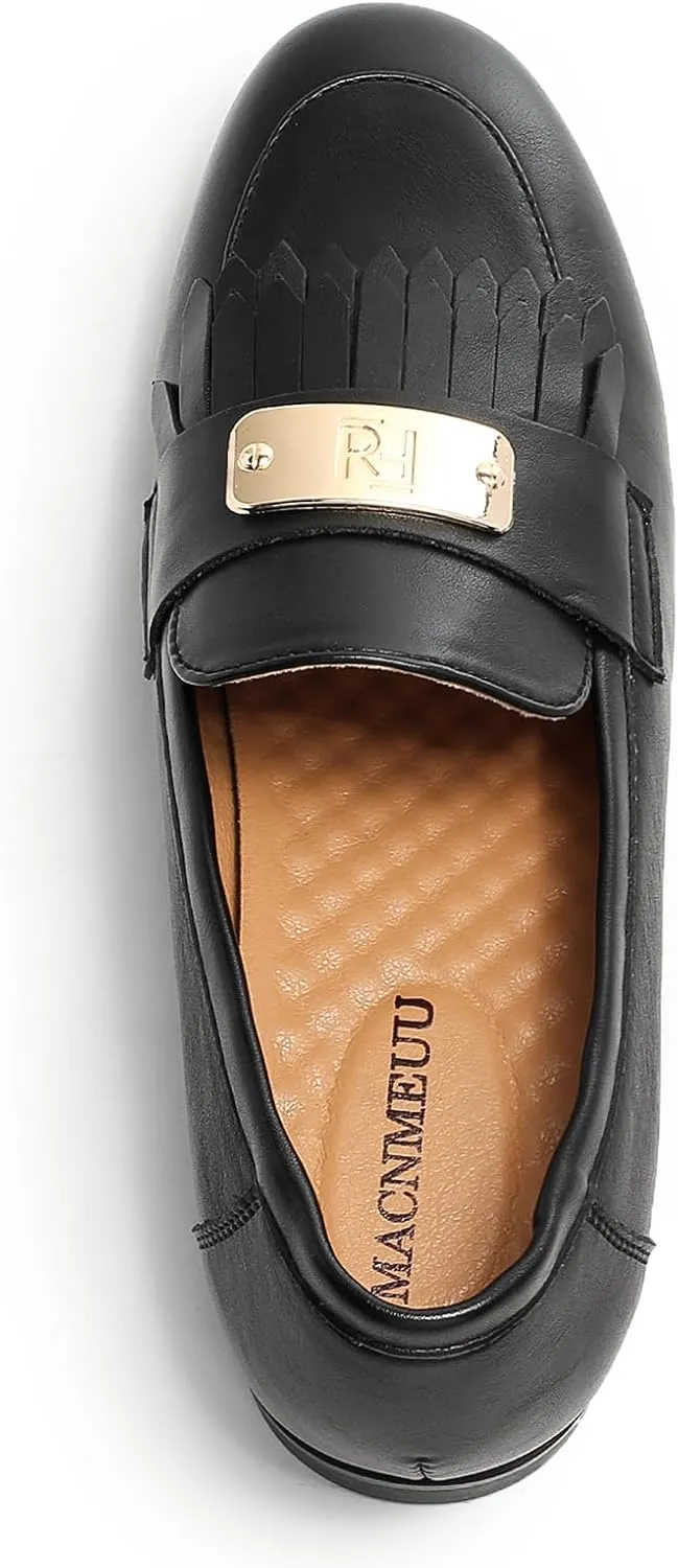 Loafers for Women Slip On Moccasins Shoes Tassel Flats No Heel with Chain