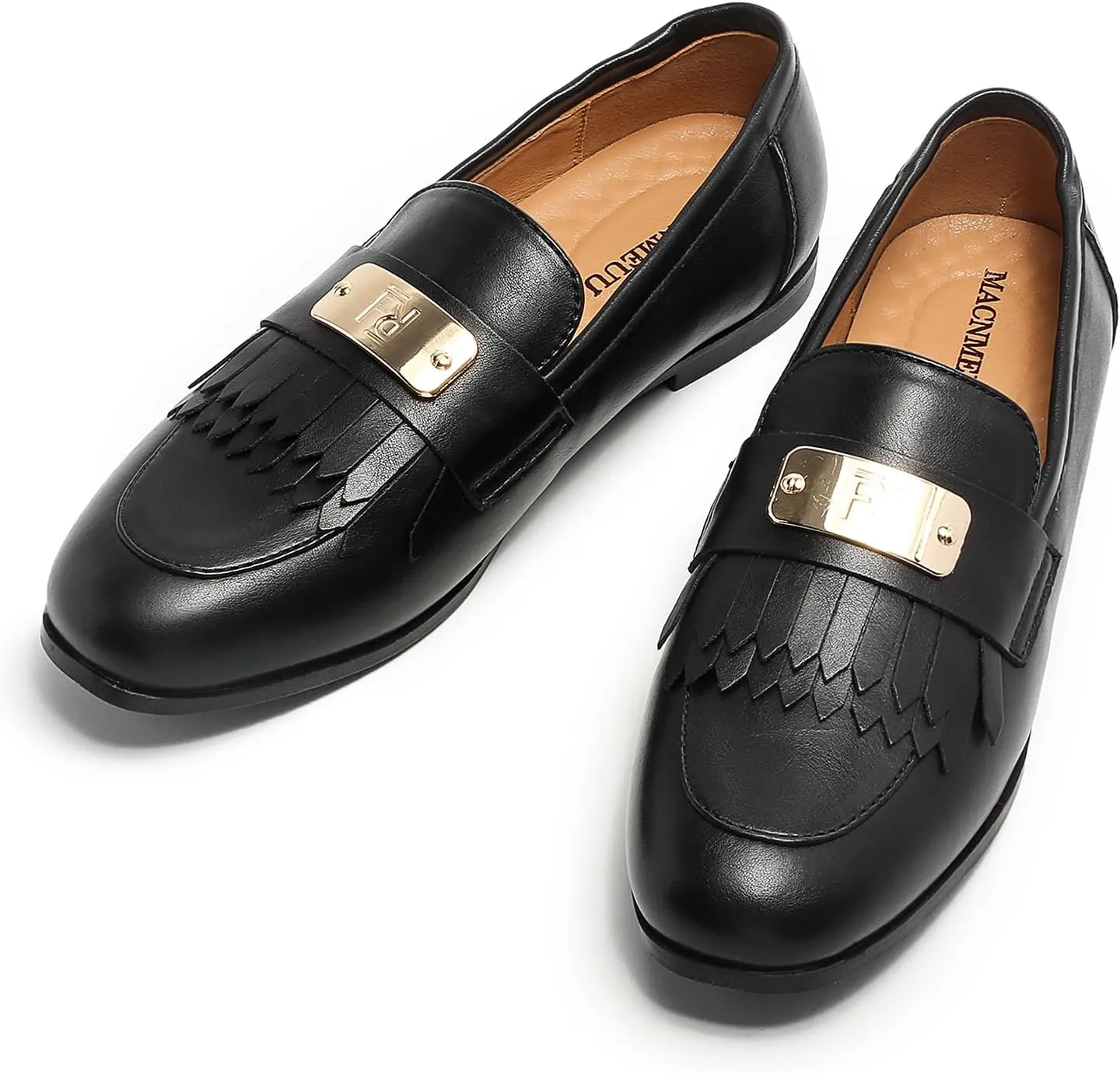Loafers for Women Slip On Moccasins Shoes Tassel Flats No Heel with Chain