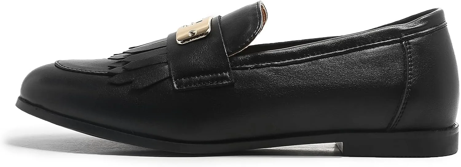 Loafers for Women Slip On Moccasins Shoes Tassel Flats No Heel with Chain