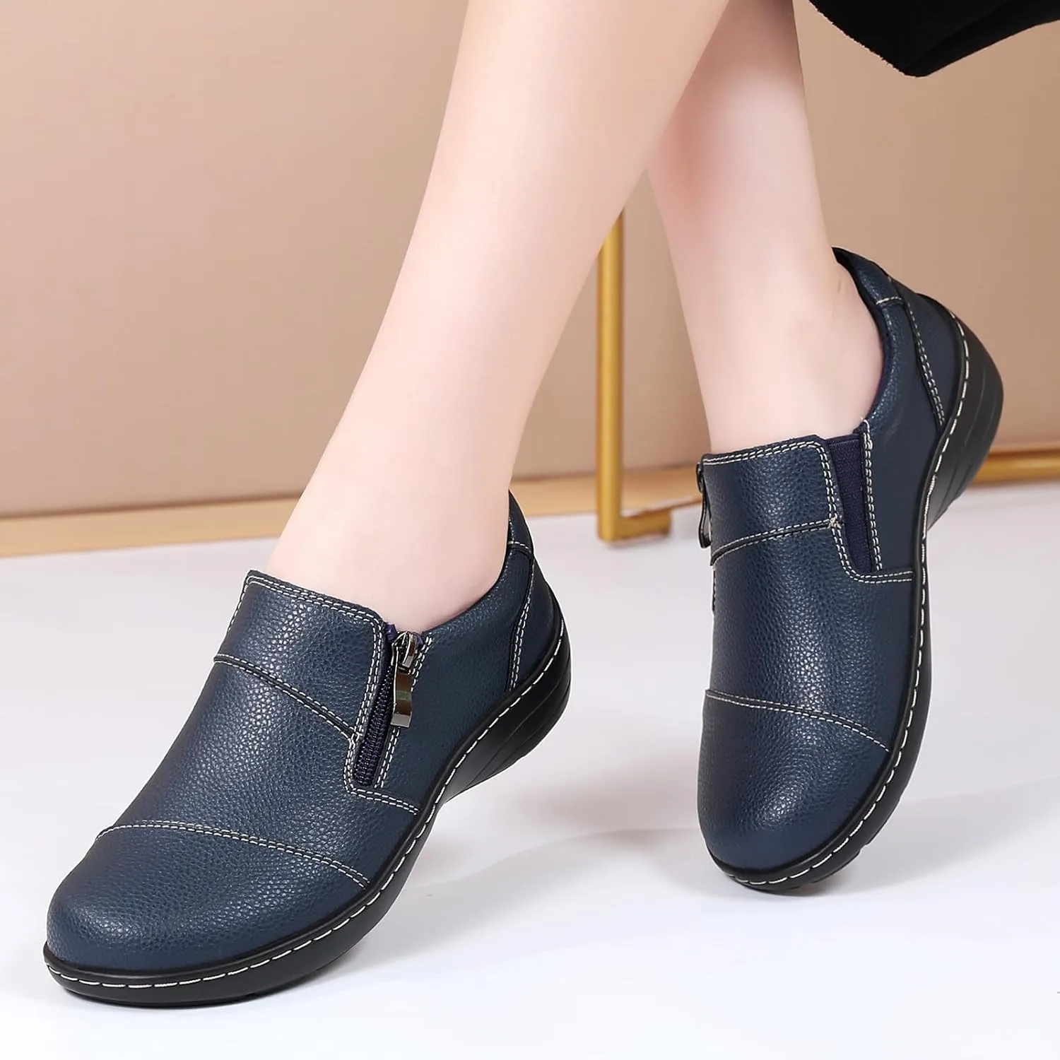 Loafers for Women Women's Loafers & Slip-Ons Zipper Walking Flats Casual Shoes Orthopedic Shoes Comfortable Dress Shoes Office Work Shoes