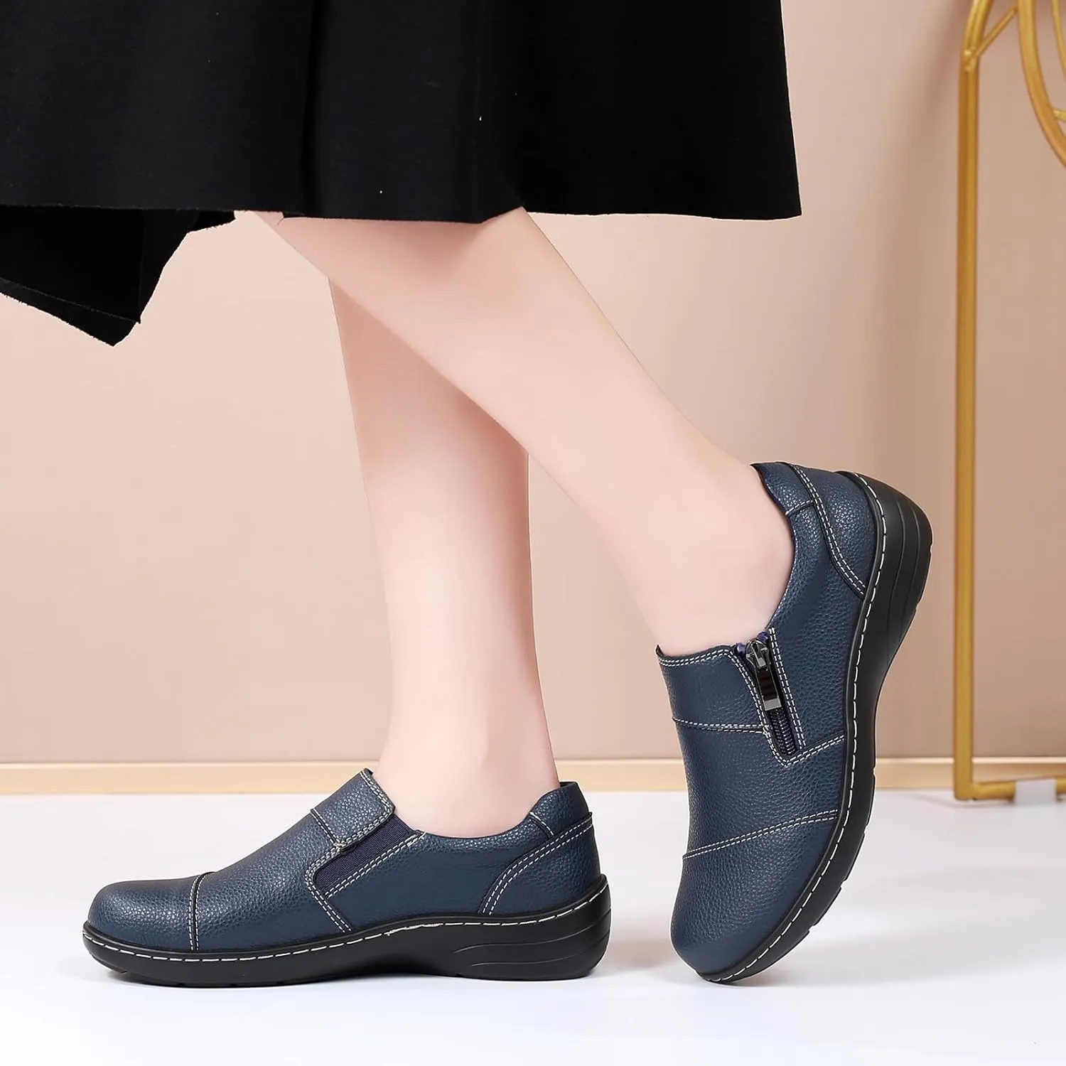 Loafers for Women Women's Loafers & Slip-Ons Zipper Walking Flats Casual Shoes Orthopedic Shoes Comfortable Dress Shoes Office Work Shoes