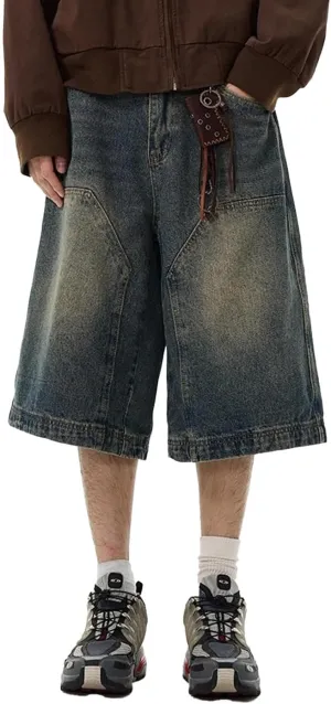 Long Jorts Y2k Hip Hop Jean Shorts Men Baggy Denim Shorts Loose Casual Vintage Wide Leg Designer Skater Shorts