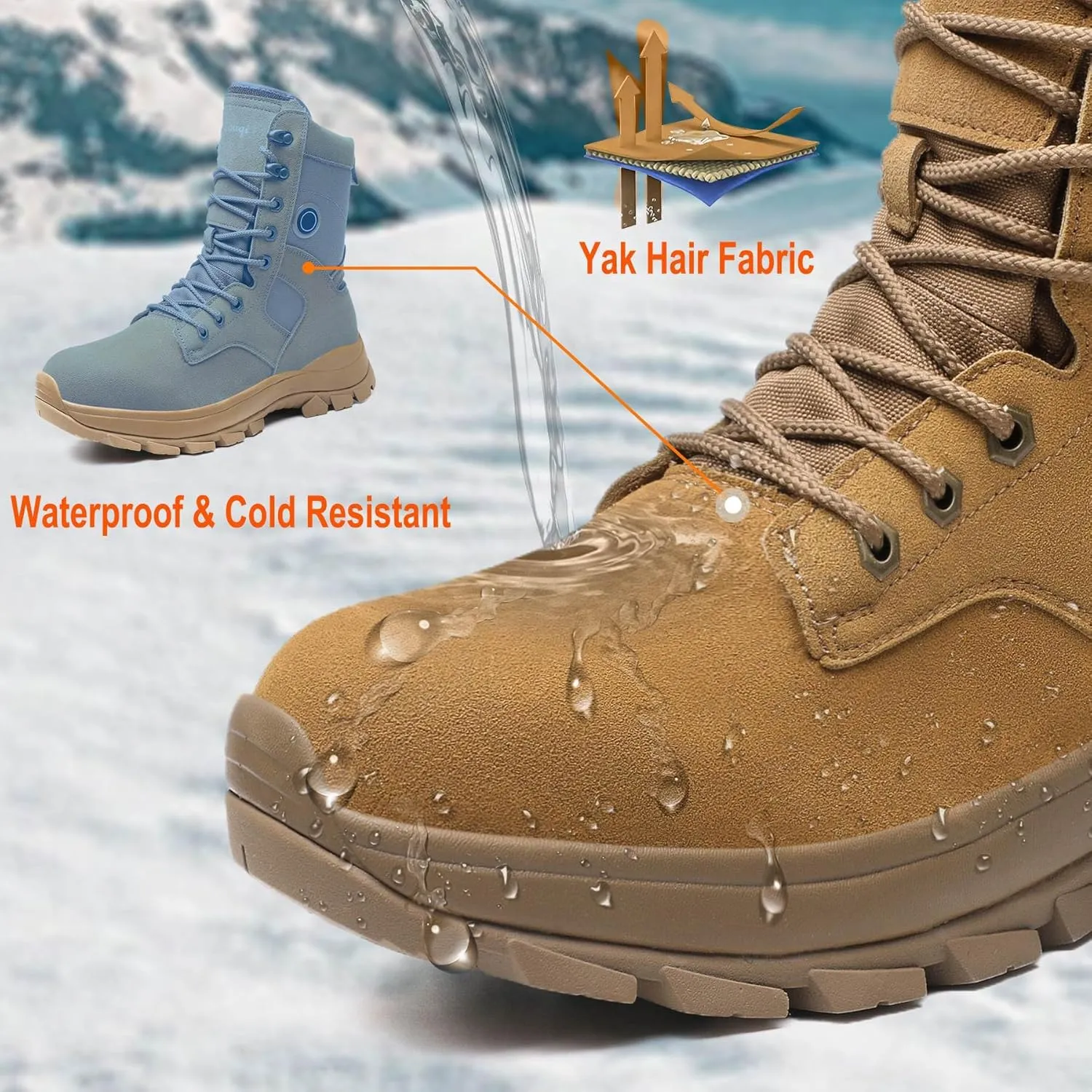 Loowoko Heated Boots for Men & Women, Rechargeable Battery Operated Electric Heating Foot Warmer, Waterproof Military Tactical Combat Boot with Slip-Resistant Ice Cleat, 3 Level Temperature Control
